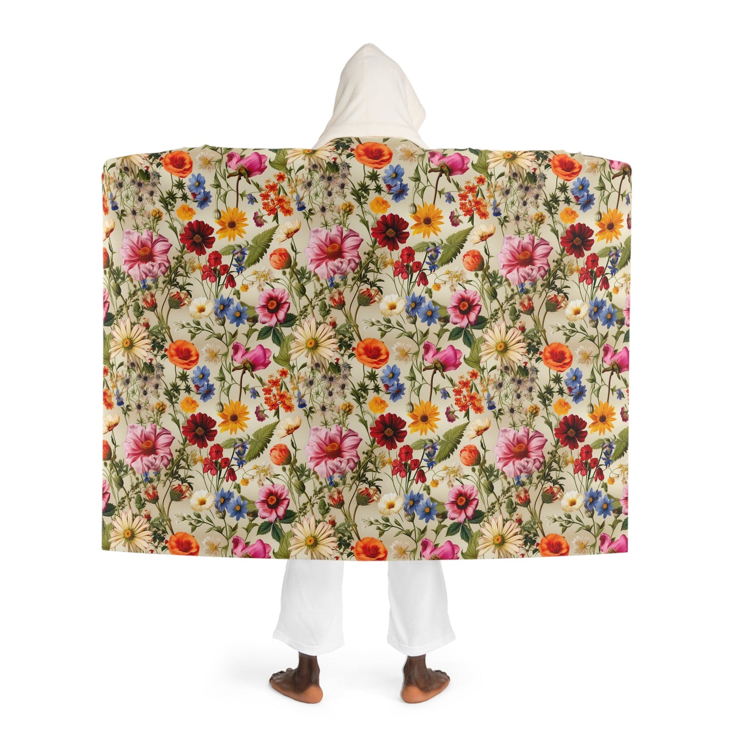 Vintage Floral Hooded Sherpa Blanket