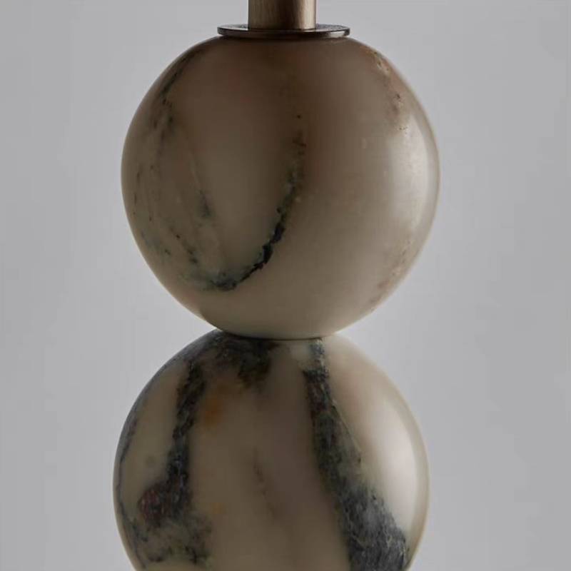 Rattan and Marble Ball Lamp