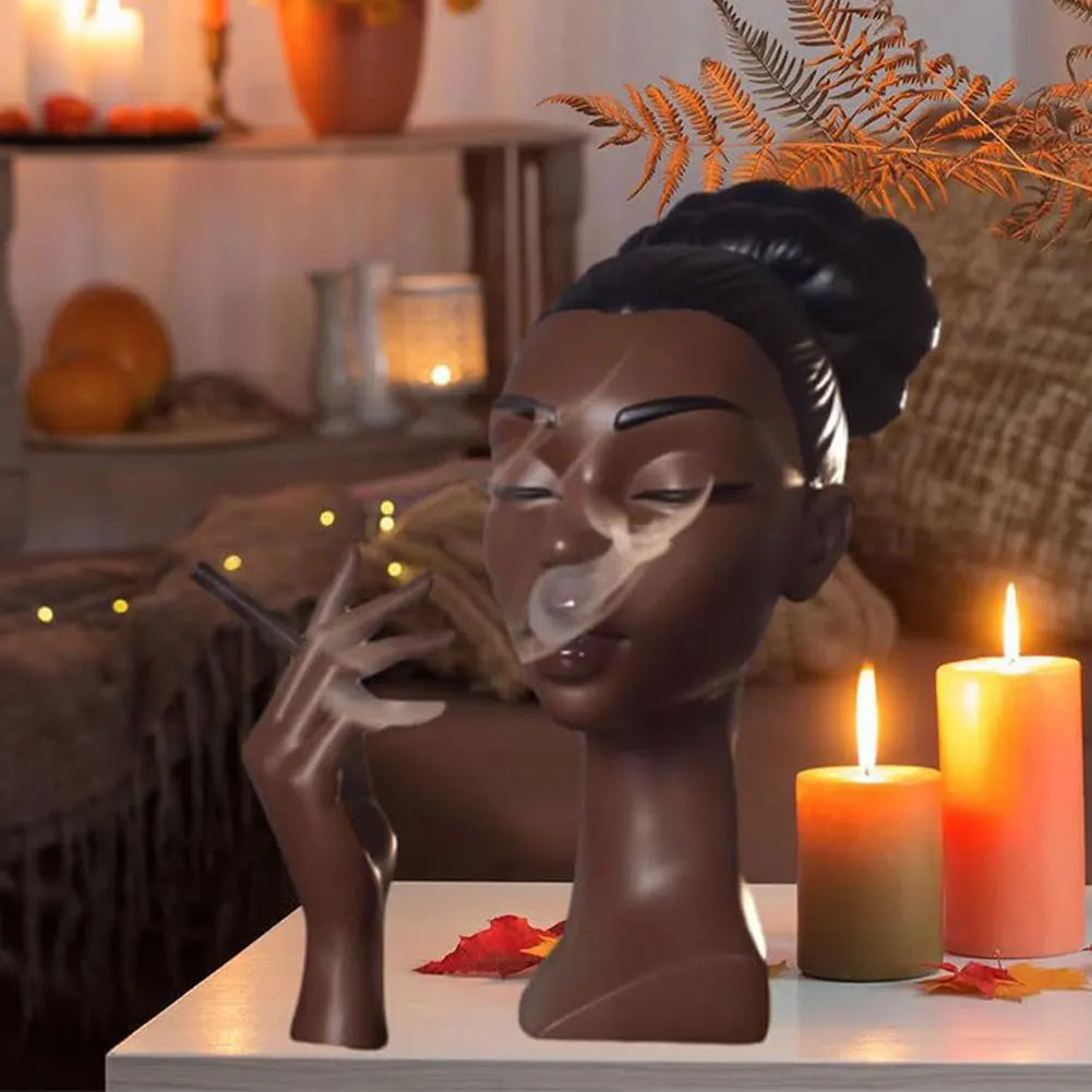 Headscents Incense Holder Elegant Black Women Head Incense Burner Black Woman Incense Burner Head Black Women Home Decoration