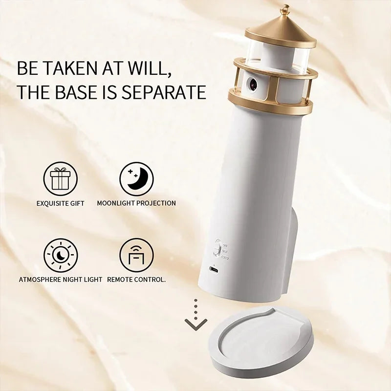 Moon Projection Lighthouse Night Lights Motion Sensor Dimmable Timing Ambient Lamp Decor Bluetooth Music Christmas Birthday Gift
