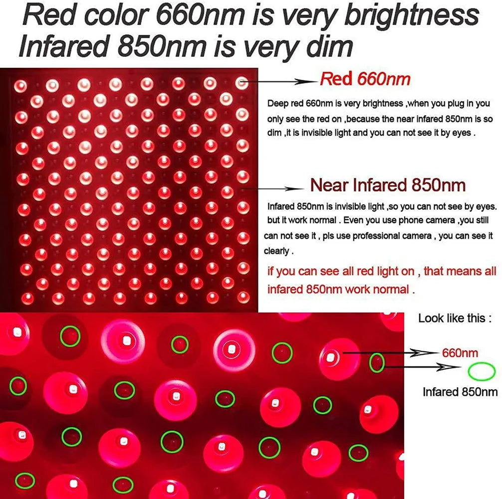 225Pcs LED Red Light Panel Lamp for LED Light Back Pain Relief Weight Loss Slimming Machine Waist Shoulder Heat Massager