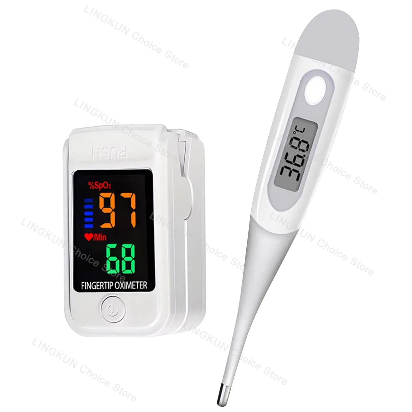 Pulse Oximeter Finger Clip Pulse Thermometer Electronic Soft Head Oral Armpit Temperature Measurement Household Adults Children