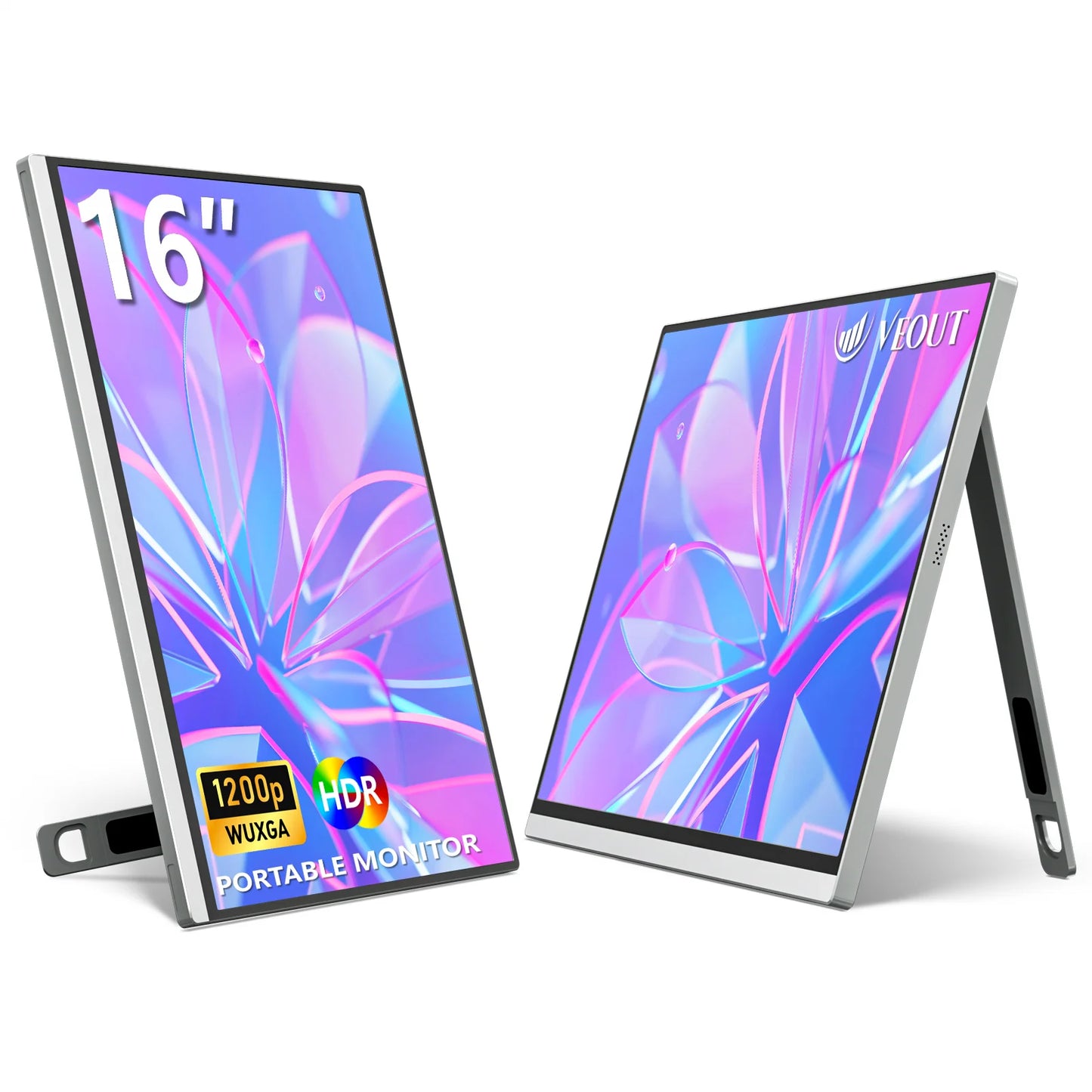 VEOUT 16-inch 60HZ Gaming Portable Monitor for Laptop, 16:10 IPS 1200P Display LCD FHD External Second Computer Screen for Phone
