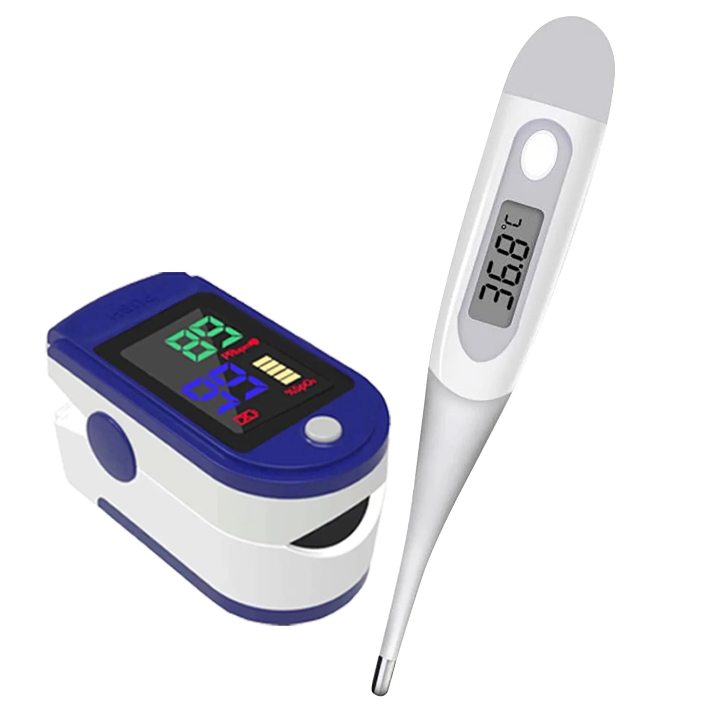 Pulse Oximeter Finger Clip Pulse Thermometer Electronic Soft Head Oral Armpit Temperature Measurement Household Adults Children