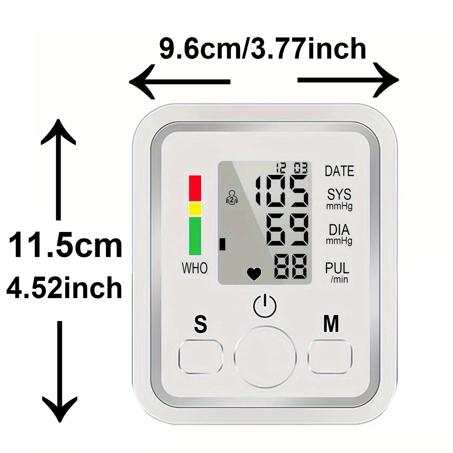 Upper Arm Automatic Blood Pressure Monitor BP Sphygmomanometer Pressure Meter Tonometer for Measuring Arterial Pressure