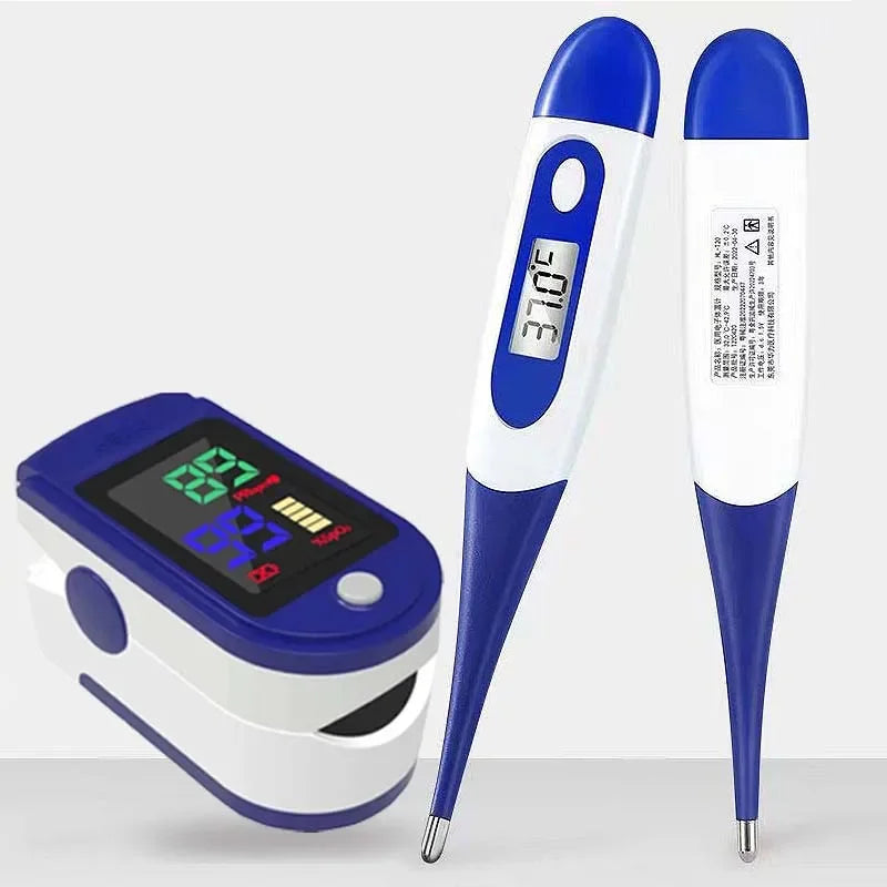 Pulse Oximeter Finger Clip Pulse Thermometer Electronic Soft Head Oral Armpit Temperature Measurement Household Adults Children