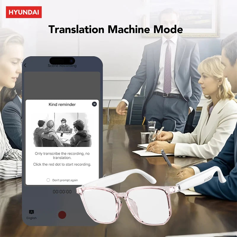 Choice HYUNDAI HY-C8 AI Smart Glasses Headphones Voice Translation Smart glasses Bluetooth 5.4 Earphones For Meeting Travelling