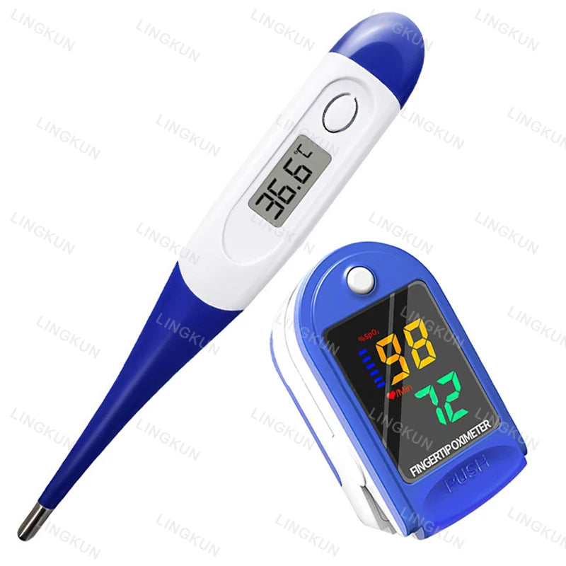 Pulse Oximeter Finger Clip Pulse Thermometer Electronic Soft Head Oral Armpit Temperature Measurement Household Adults Children
