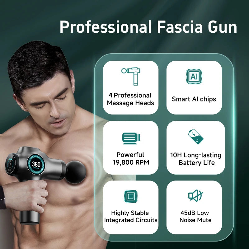Massage Gun Deep Tissue, Muscle Fascia gun,Muscle Massage Gun for Pain Relief with 4 Massage Heads & 6 Speeds