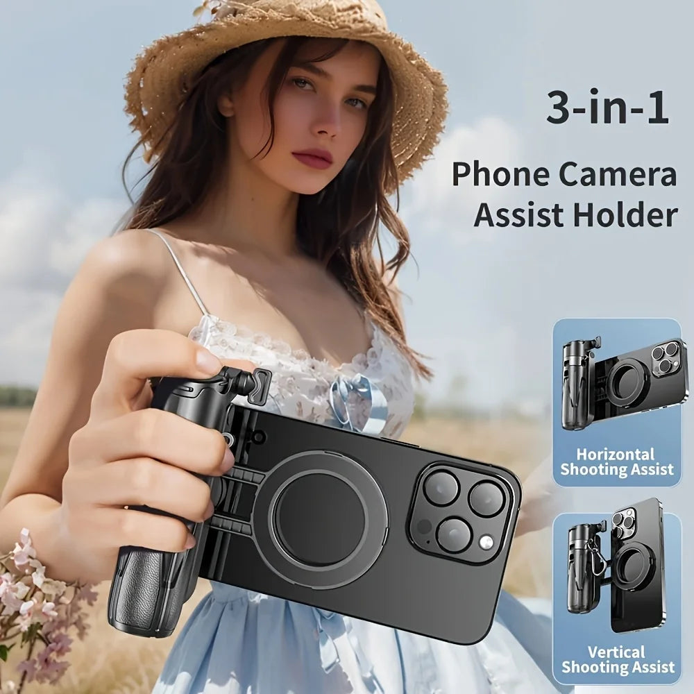 2025 Magsafe Tripod Stand For Iphone Portable Pocket Size Selfie Stick With Rechargeable Remote Compatible With Android