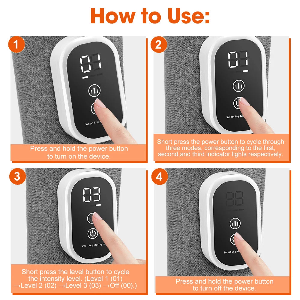 Air Pressure Calf Massager 3 Modes Electric Airbag Compression Leg Massager Calf Foot Massager Muscle Relax Blood Circulation