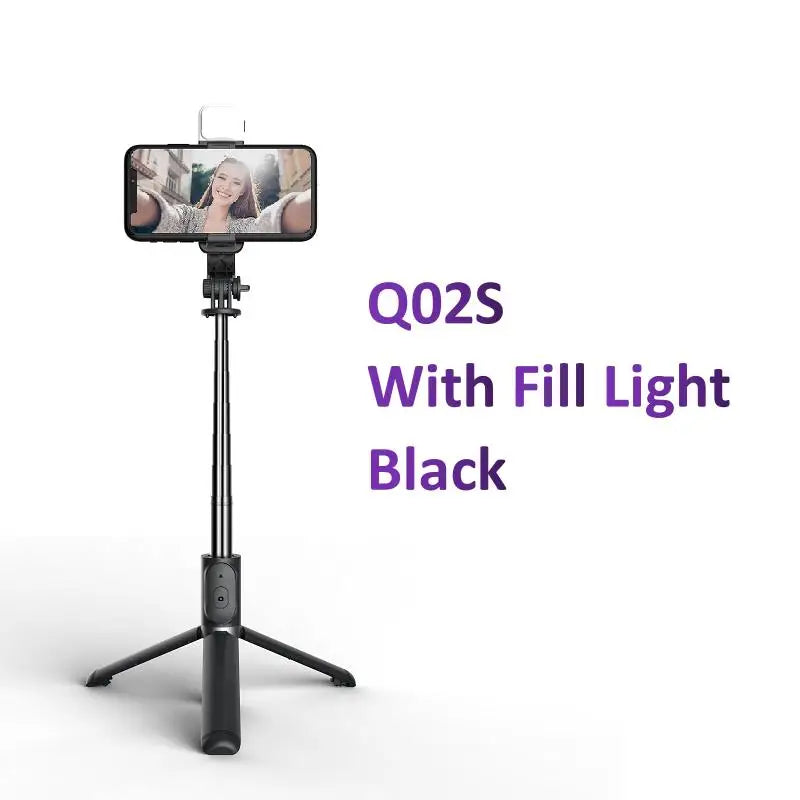 Phone Selfie Stick 1045mm with Wireless Bluetooth LED Fill Light Extended Tripod with Remote Shutter for Android IOS Cellphone