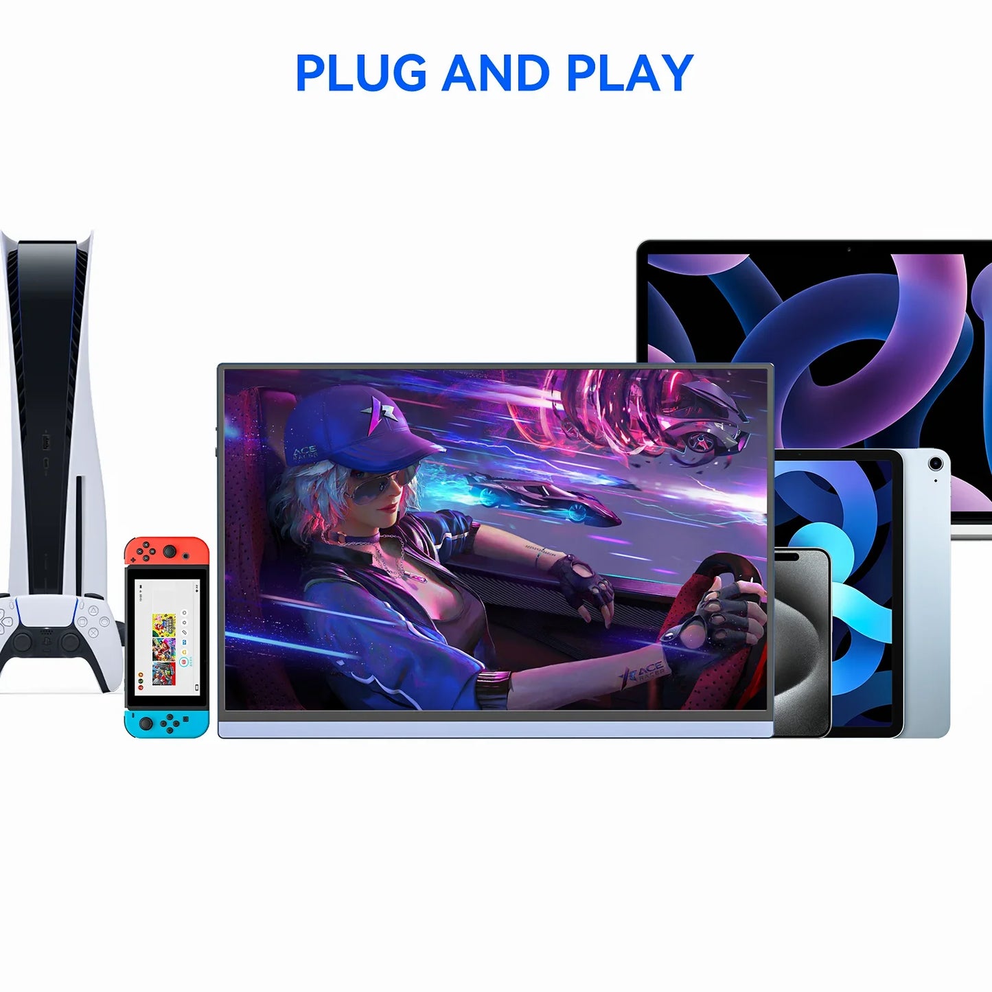 VEOUT 16-inch 60HZ Gaming Portable Monitor for Laptop, 16:10 IPS 1200P Display LCD FHD External Second Computer Screen for Phone