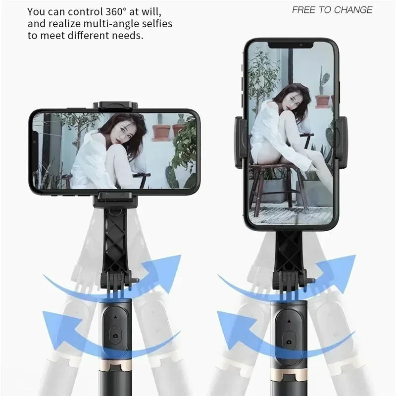 Q08 Mobile Phone Holder Video Stabilizer Bluetooth Selfie Stick Tripod Gimbal Stabilizer for iPhone 16 Samsung Xiaomi Live Stand