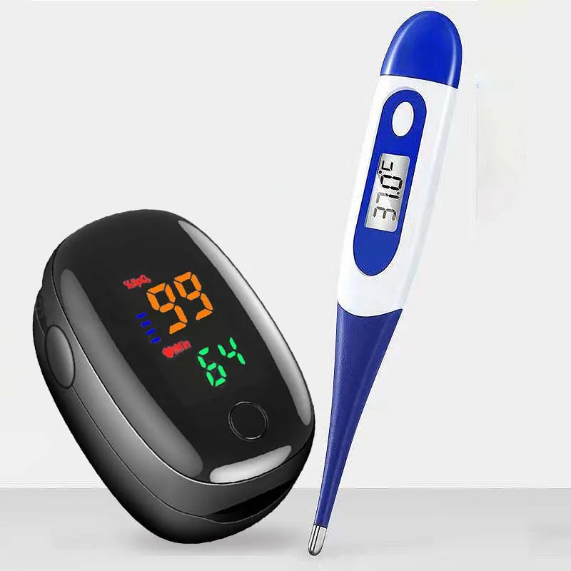 Pulse Oximeter Finger Clip Pulse Thermometer Electronic Soft Head Oral Armpit Temperature Measurement Household Adults Children
