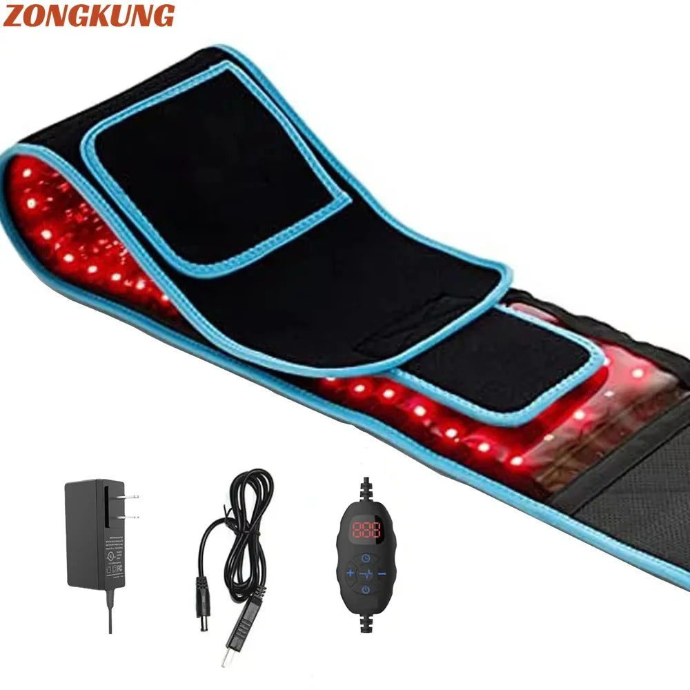 Red &Infrared LED Light Therapy Belt 850nm 660nm Back Pain Relief Wrap Burn Fat Wrap Slimming Machine Waist Heat Pad Full Body