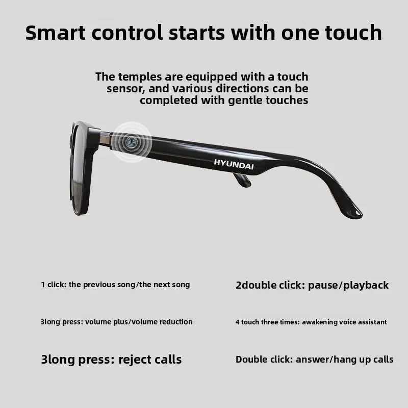 HYUNDAI HY-C8 Smart Glasses Bluetooth 5.4 Sunglasses Headset Built-in Mic, Outdoor Sport, AI translation, iOS/Android Compatible