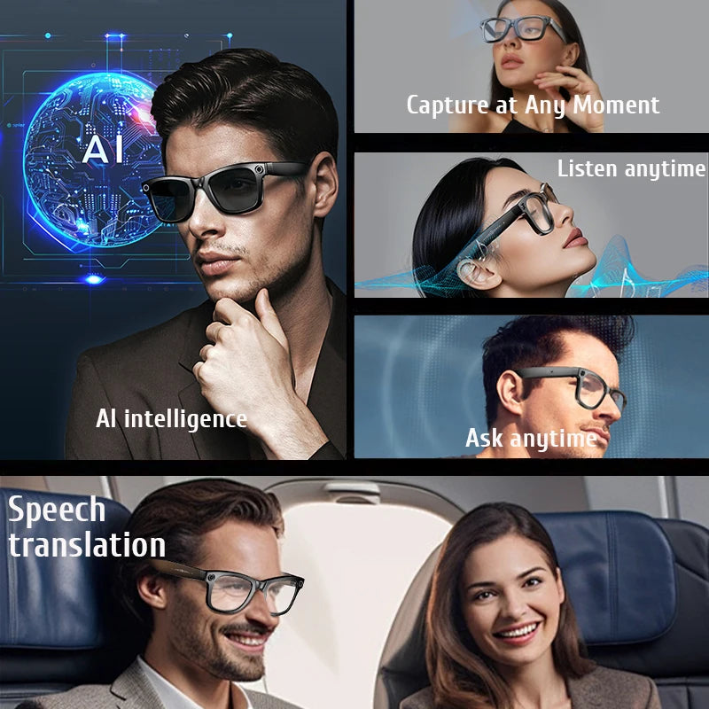 2025 New Upgrade Smart Glasses With Camera Video Recording AI Photo Recognition Bluetooth Call Translation Voice Sunglasses Men