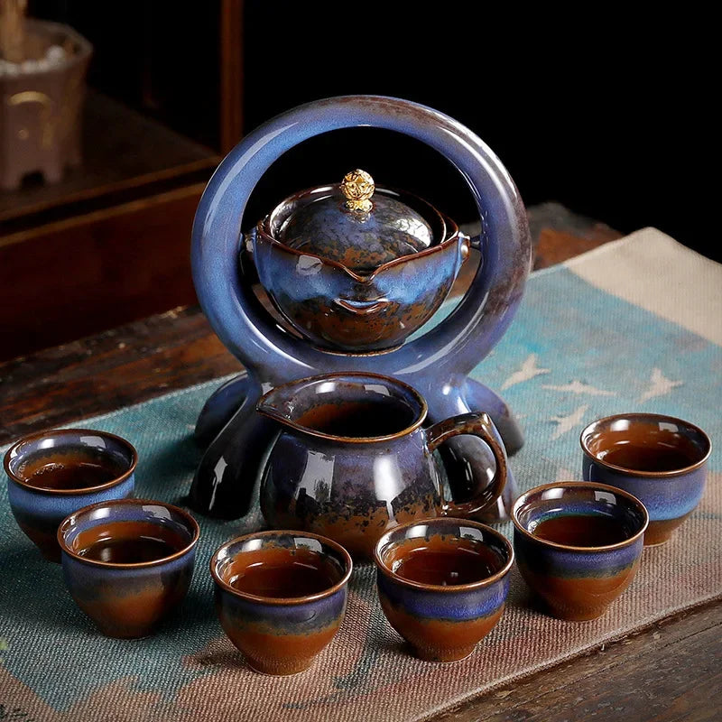 BloomBrew™ – Rotating Ceramic Tea Set for Effortless Elegance 🍵