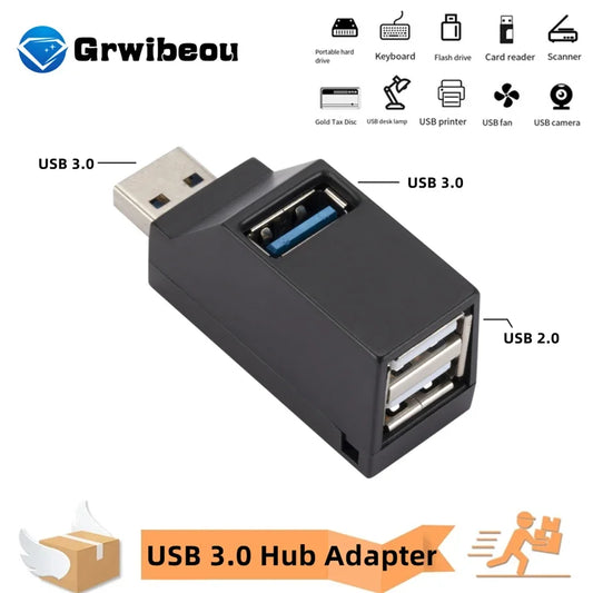 USB Multi port Hub USB 3.0 HUB Adapter Extender Mini Splitter Box 1 to 3 Ports High Speed USB 2.0 For PC Laptop Disk Card Reader