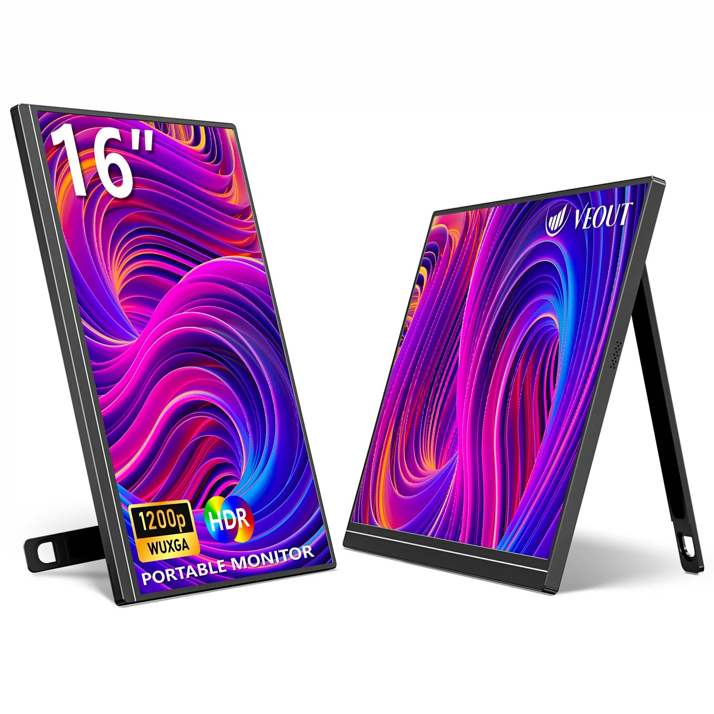 VEOUT 16-inch 60HZ Gaming Portable Monitor for Laptop, 16:10 IPS 1200P Display LCD FHD External Second Computer Screen for Phone