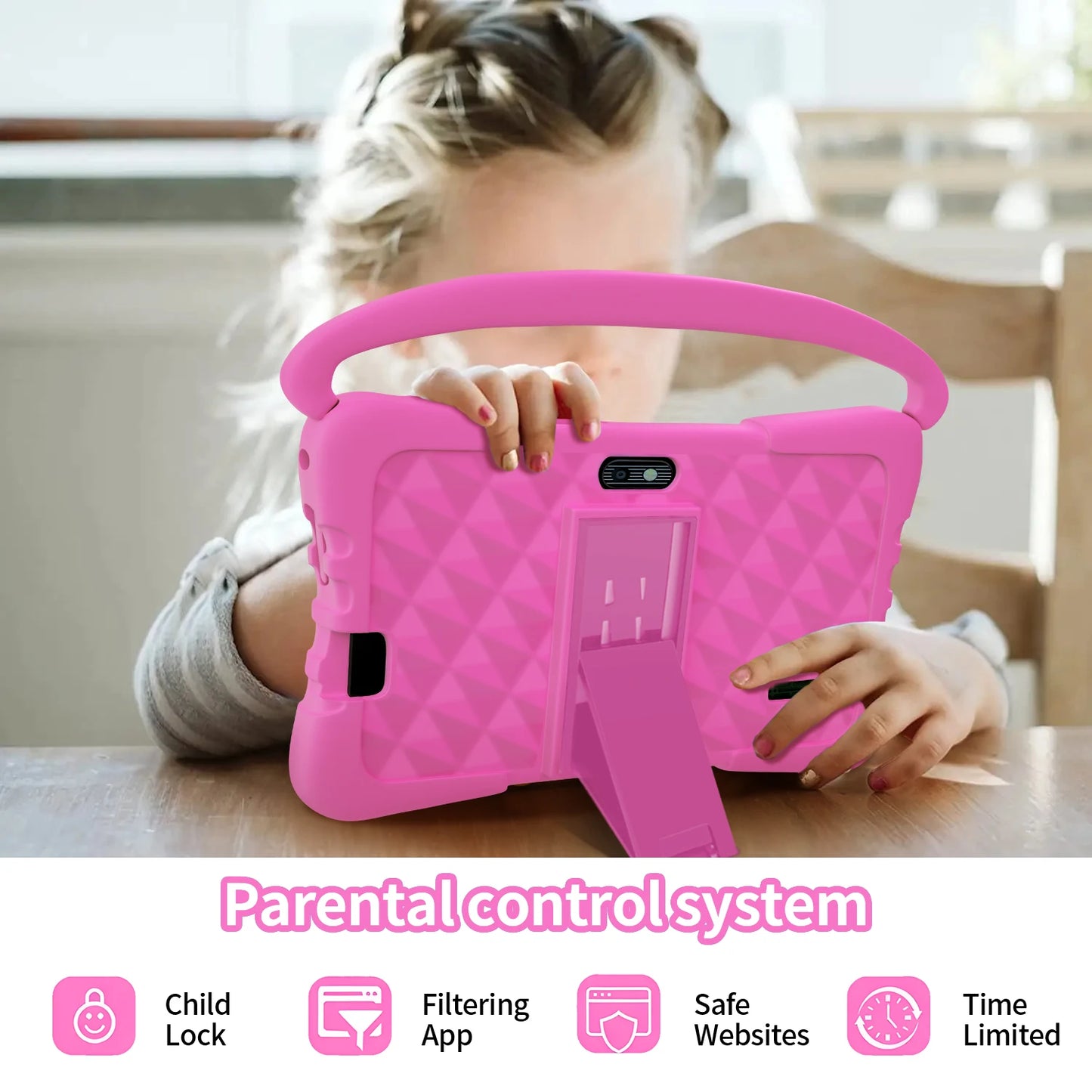 Kids Tablet 7 inch Android Tablet for Kids 64GB, Toddler Tablets with Shockproof Case, Parent Control, Bluetooth, WiFi,