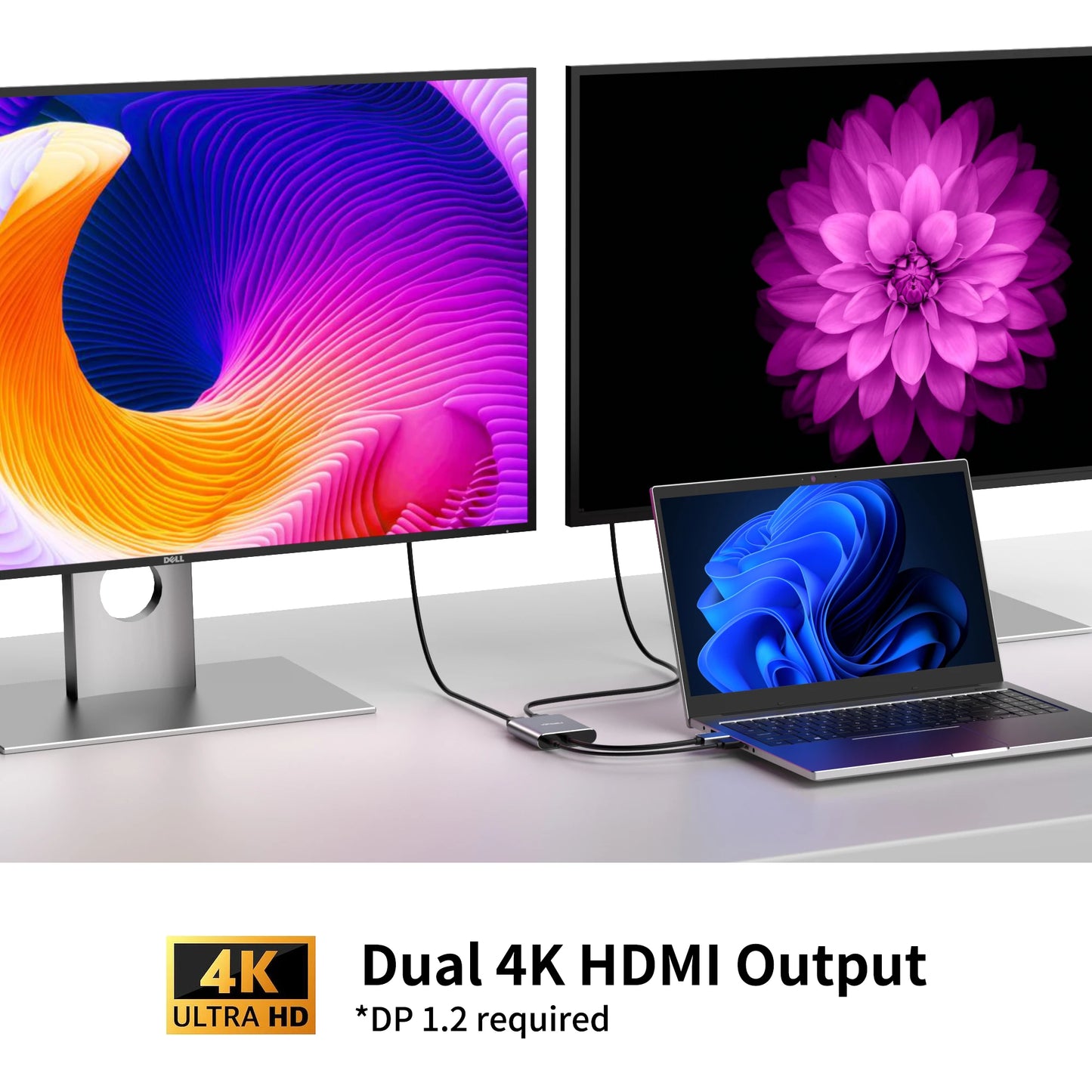 Displayport to 2HDM-compatibleI Hub 4k60Hz Splitter Adapter MST Displayer for Laptop Monitor Desktop TV Box DP HDMI Distributor