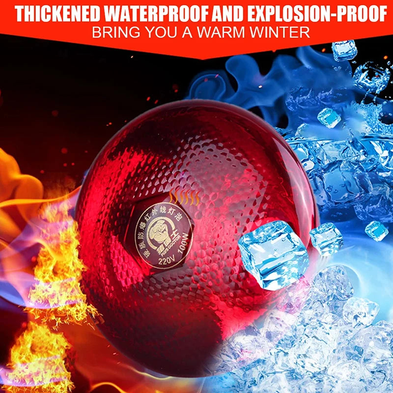 250W Poultry Infrared Heat Lamp Waterproof Anti-Explosion Thickened Light Bulbs For Piglet Chicken Duck Birds E27 Heating Lamp