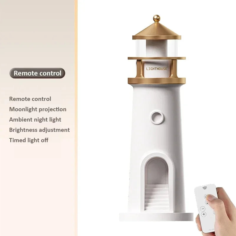 Moon Projection Lighthouse Night Lights Motion Sensor Dimmable Timing Ambient Lamp Decor Bluetooth Music Christmas Birthday Gift