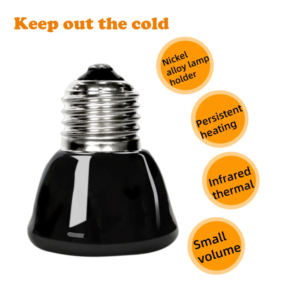 25/50/75/100W E27 Reptile Pet Heating Lamp Black Infrared Ceramic Emitter Heat Light Bulb Turtle Lizard Pet Brooder 220V