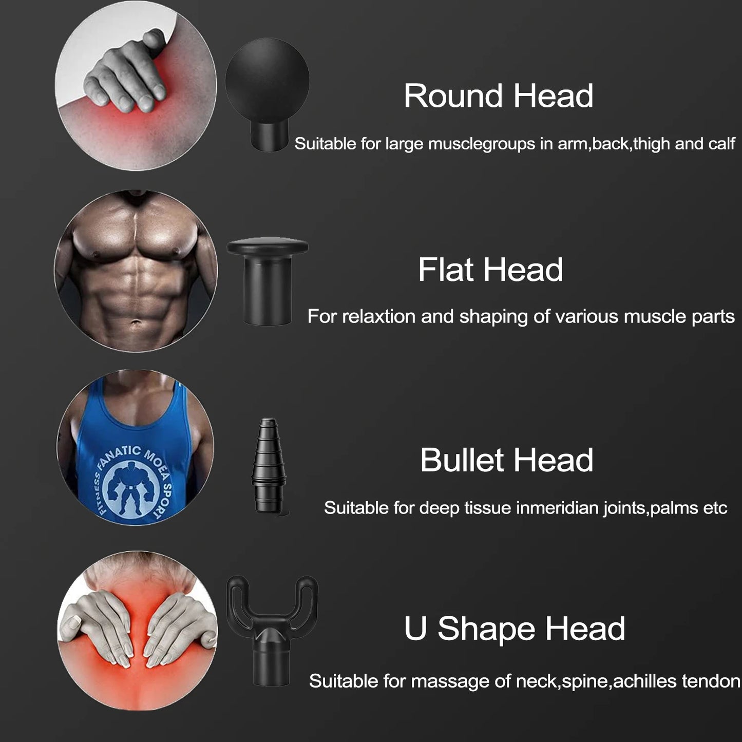 Massage Gun Deep Tissue, Muscle Fascia gun,Muscle Massage Gun for Pain Relief with 4 Massage Heads & 6 Speeds