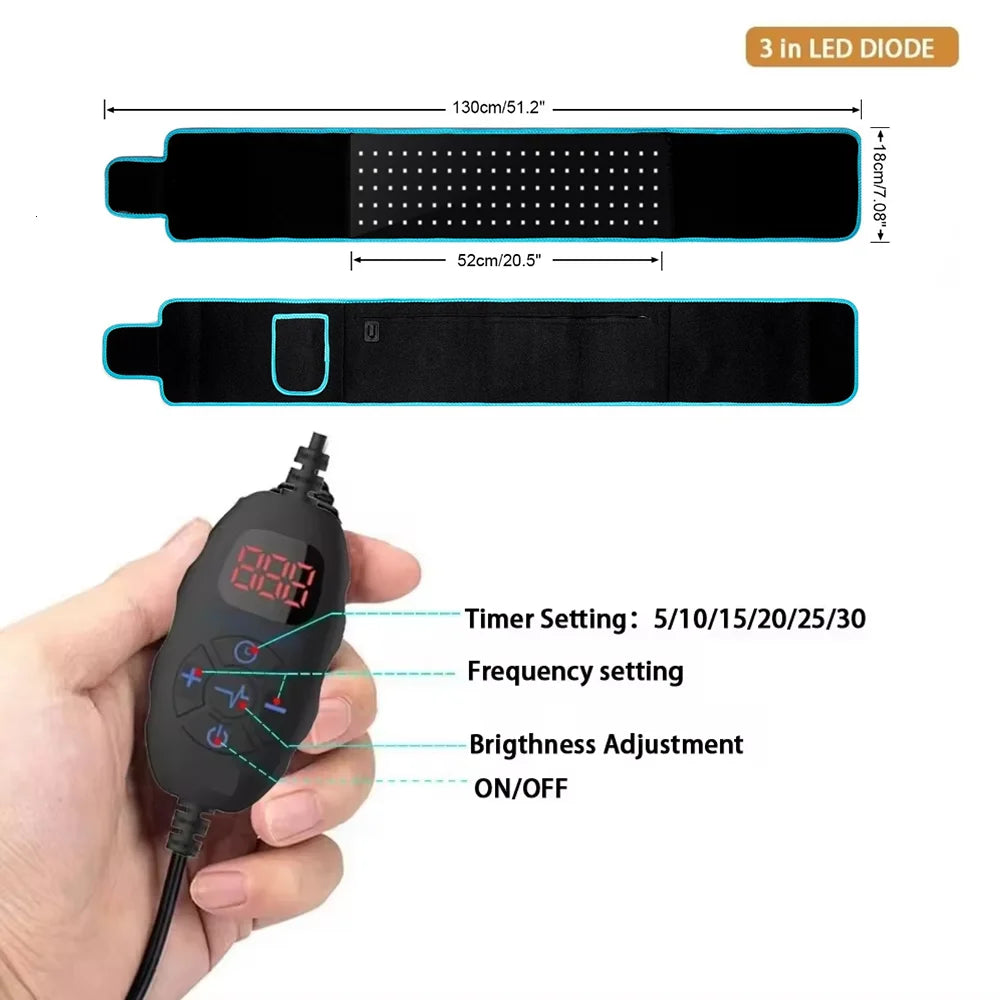 Red &Infrared LED Light Therapy Belt 850nm 660nm Back Pain Relief Wrap Burn Fat Wrap Slimming Machine Waist Heat Pad Full Body
