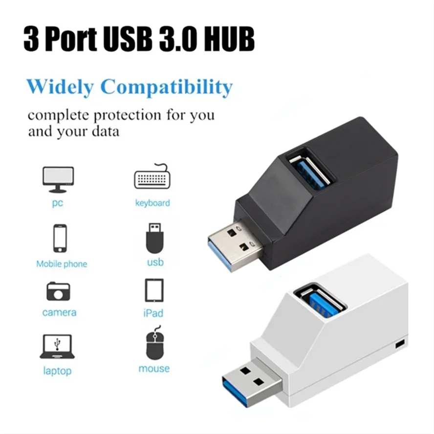 USB Multi port Hub USB 3.0 HUB Adapter Extender Mini Splitter Box 1 to 3 Ports High Speed USB 2.0 For PC Laptop Disk Card Reader