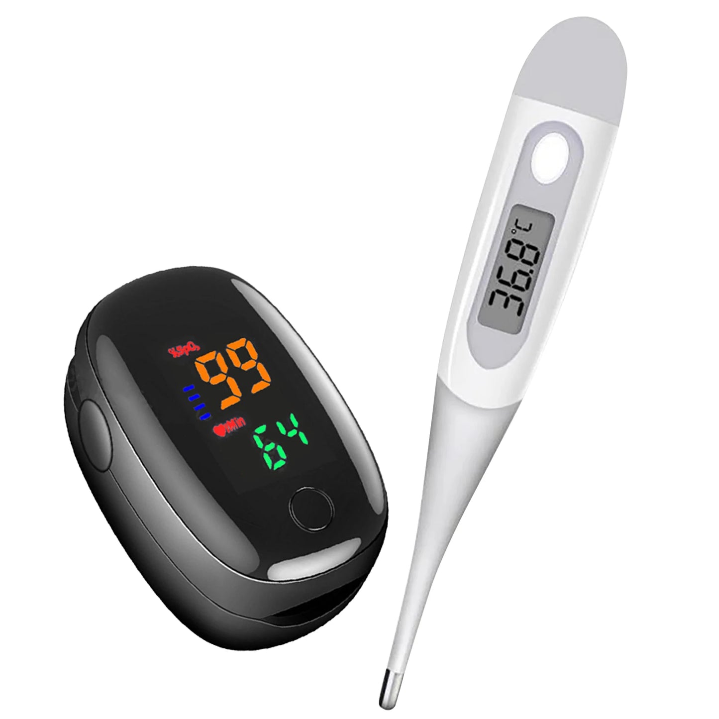 Pulse Oximeter Finger Clip Pulse Thermometer Electronic Soft Head Oral Armpit Temperature Measurement Household Adults Children