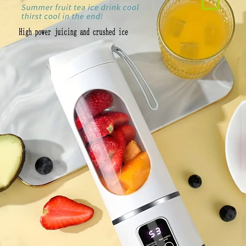 10 Blades Portable Fruit Juicer 450ml Capacity 3 Gears USB Rechargeable Blender Ice Crusher for Shakes and Smoothies Juicer Cup