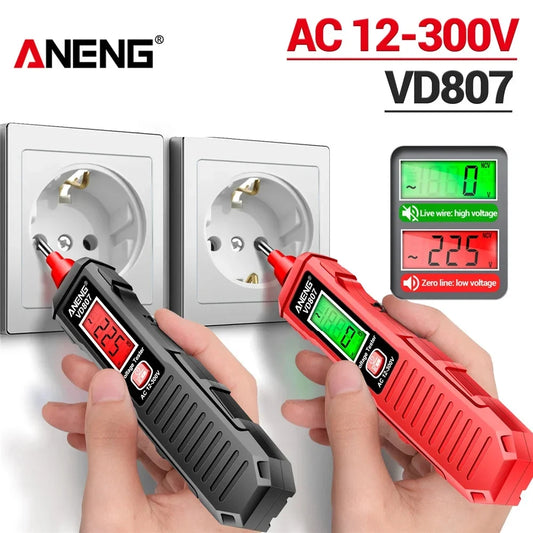 VD807 One-word Induction Portable 50/60Hz Smart Electric Pen Tester NCV Sensor AC 12-300V Non-contact Wire Detector Tools