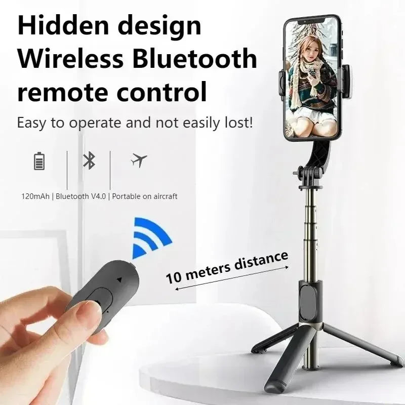 Q08 Mobile Phone Holder Video Stabilizer Bluetooth Selfie Stick Tripod Gimbal Stabilizer for iPhone 16 Samsung Xiaomi Live Stand