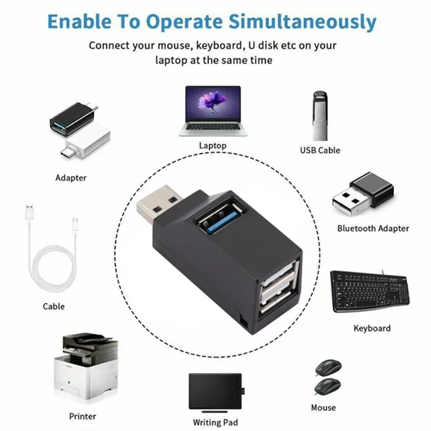 USB Multi port Hub USB 3.0 HUB Adapter Extender Mini Splitter Box 1 to 3 Ports High Speed USB 2.0 For PC Laptop Disk Card Reader