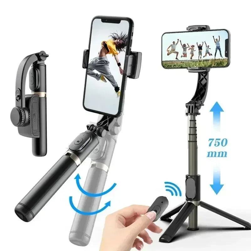 Q08 Mobile Phone Holder Video Stabilizer Bluetooth Selfie Stick Tripod Gimbal Stabilizer for iPhone 16 Samsung Xiaomi Live Stand