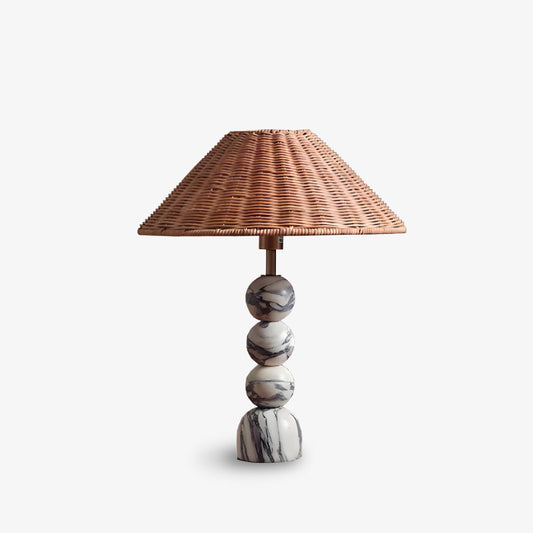 Rattan and Marble Ball Lamp