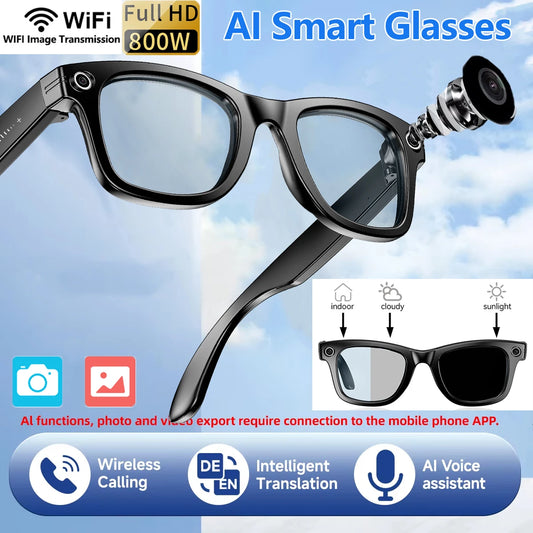 2025 New Upgrade Smart Glasses With Camera Video Recording AI Photo Recognition Bluetooth Call Translation Voice Sunglasses Men