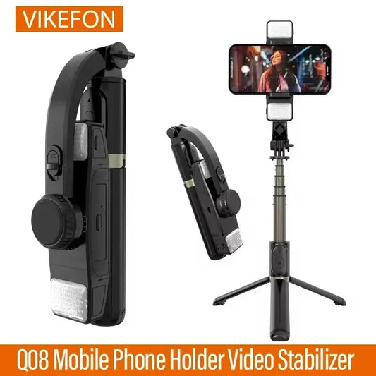 Q08 Mobile Phone Holder Video Stabilizer Bluetooth Selfie Stick Tripod Gimbal Stabilizer for iPhone 16 Samsung Xiaomi Live Stand