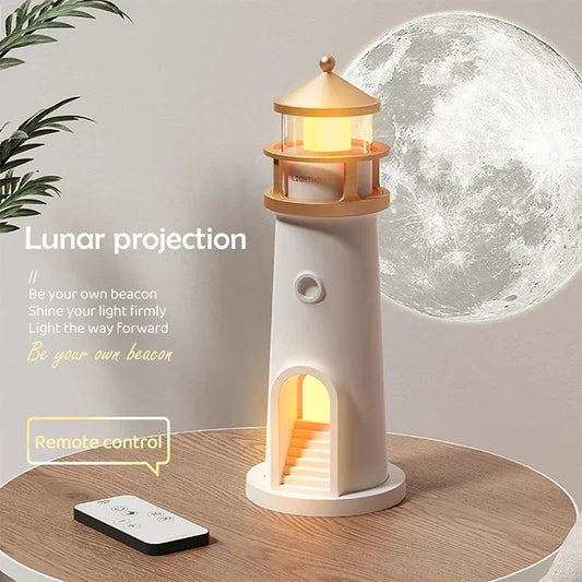 Moon Projection Lighthouse Night Lights Motion Sensor Dimmable Timing Ambient Lamp Decor Bluetooth Music Christmas Birthday Gift
